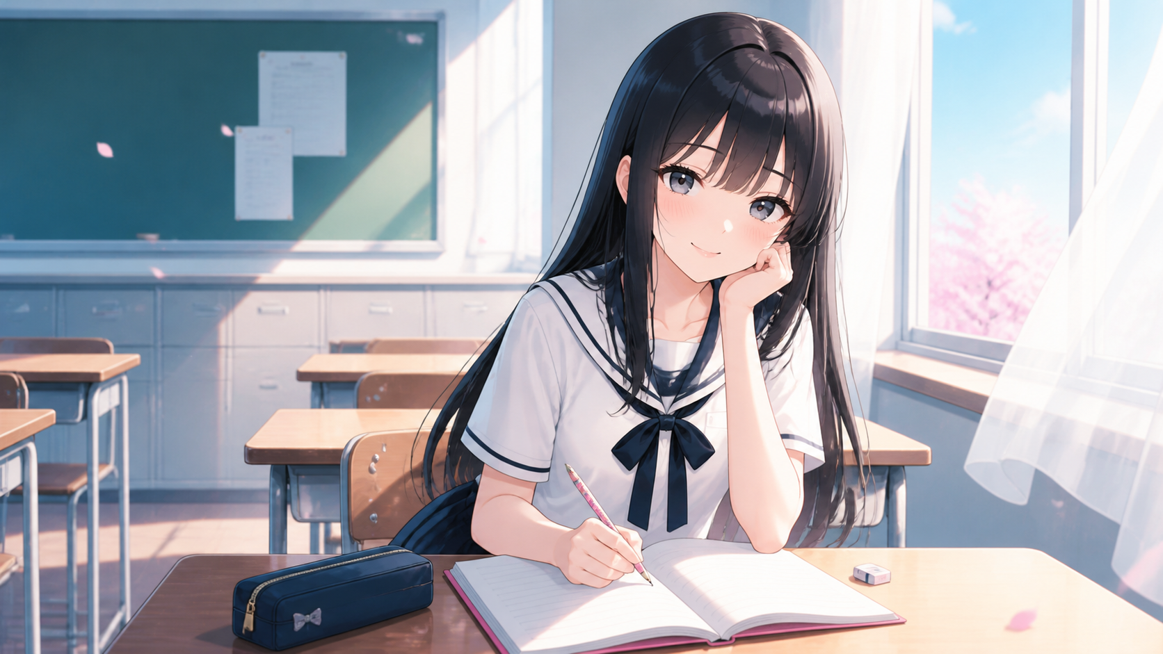 授業中の聖来かなで